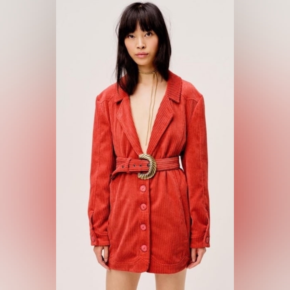 For Love and Lemons Carson‎ Blazer Corduroy Dress Rust